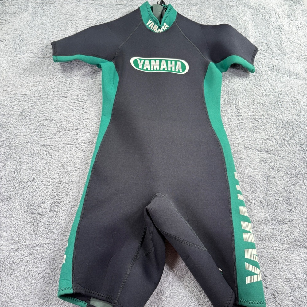 Yamaha Wetsuit Women Large Black Green Excellent 2mm Neoprene Spring Suit
